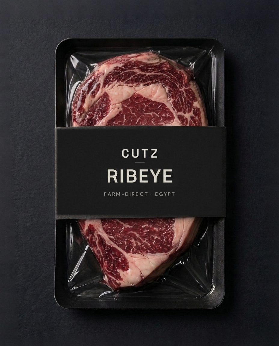 RIBEYE beef cut in a vacuum skin pack