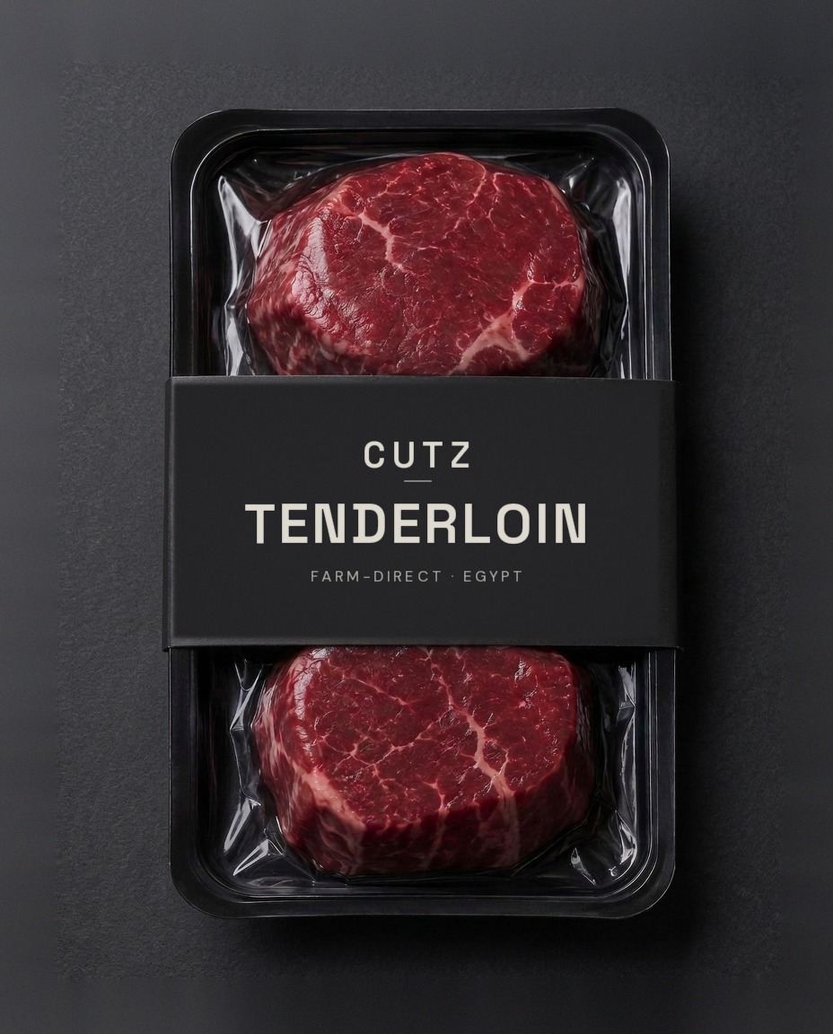 TENDERLOIN beef cut in a vacuum skin pack